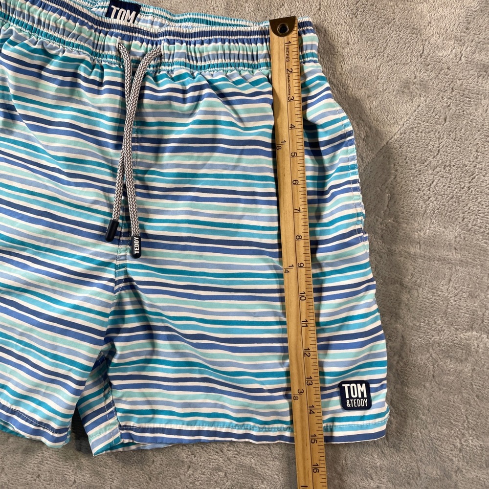 Tom & Teddy Swim Trunks Mens S Blue Stripped‎ Quick Dry Lined Beach Resort - Picture 4 of 10